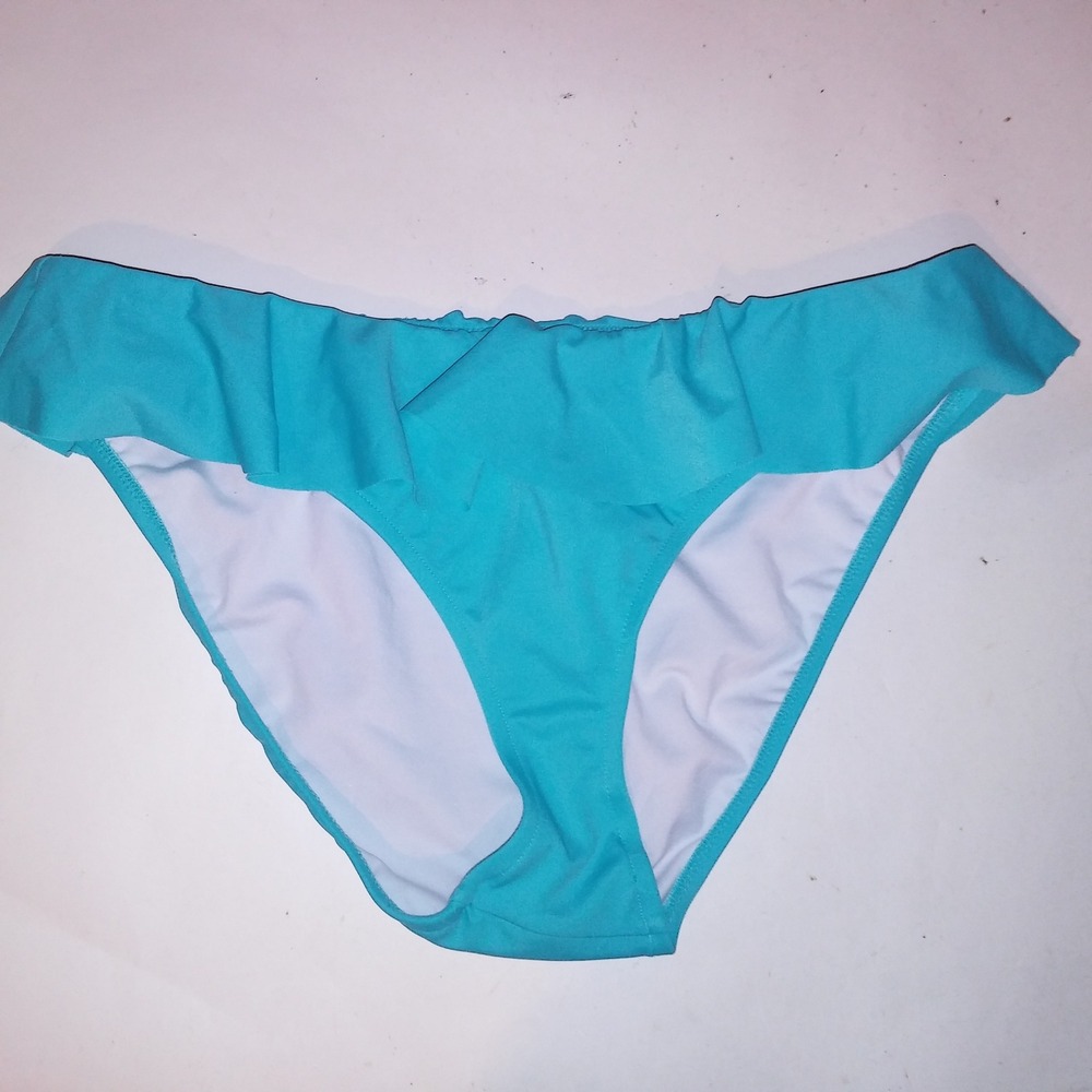 Venus Swim Bikini Bottom Size 10 Full Coverage Blue Solid Ruffle
